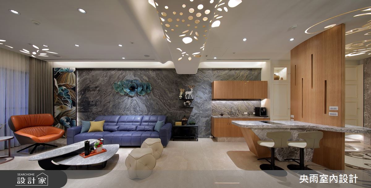 80坪新成屋(5年以下)＿新潮歐式風格客廳中島案例圖片＿央雨室內設計＿央雨_台中七期_榮耀世紀_新潮歐式風格之6