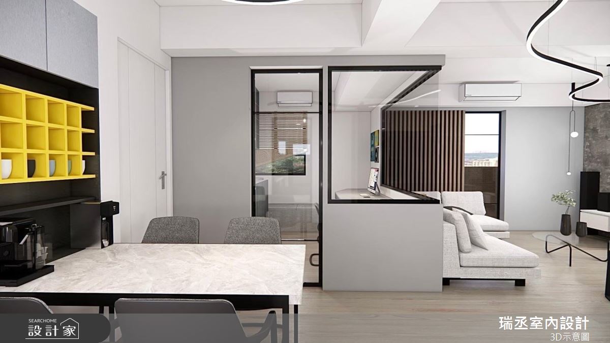 18坪新成屋(5年以下)＿現代風客廳餐廳書房案例圖片＿瑞丞室內設計＿瑞丞_新莊_18坪現代風之4