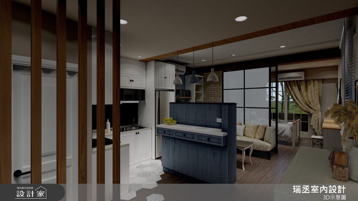 13坪老屋(31~40年)＿鄉村風客廳廚房案例圖片＿瑞丞室內設計＿瑞丞_宜蘭_13坪老屋之4