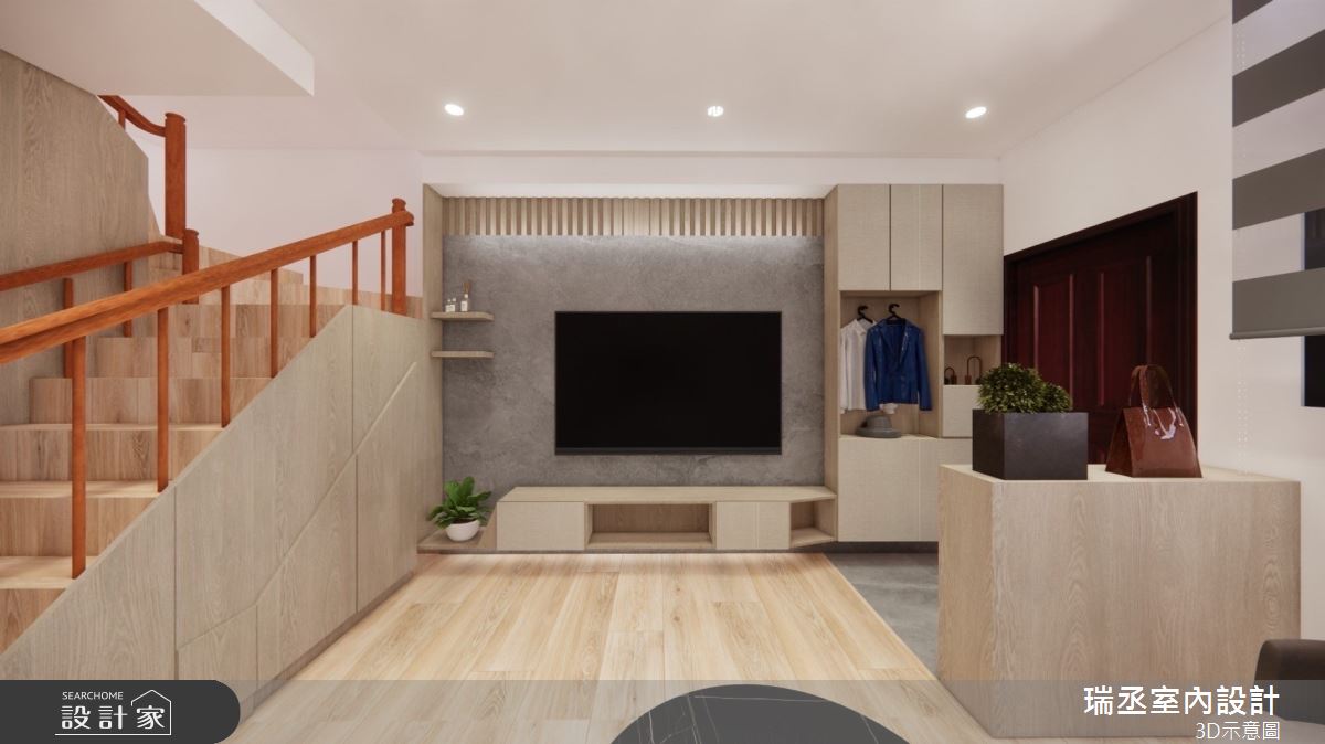 72坪新成屋(5年以下)＿日式無印風玄關客廳樓梯案例圖片＿瑞丞室內設計＿瑞丞_72坪日式無印風之1
