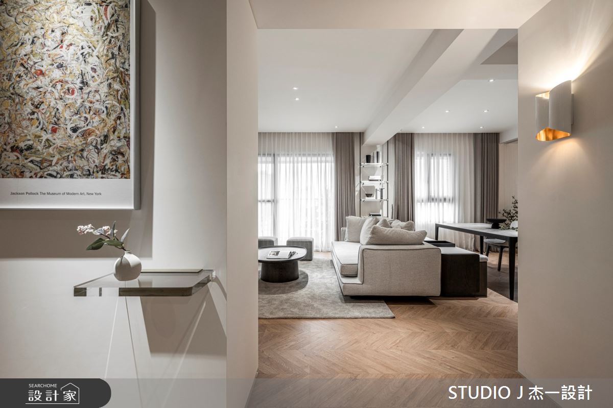 28坪新成屋(5年以下)＿現代風玄關客廳案例圖片＿杰一設計＿杰一_集泰雅馥之2