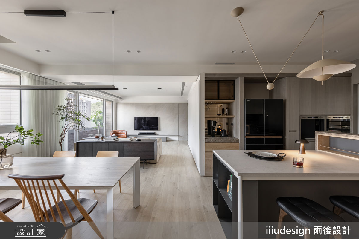 30坪新古屋(10年以下)＿現代風客廳餐廳中島案例圖片＿雨後設計有限公司＿雨後_北投林宅之10