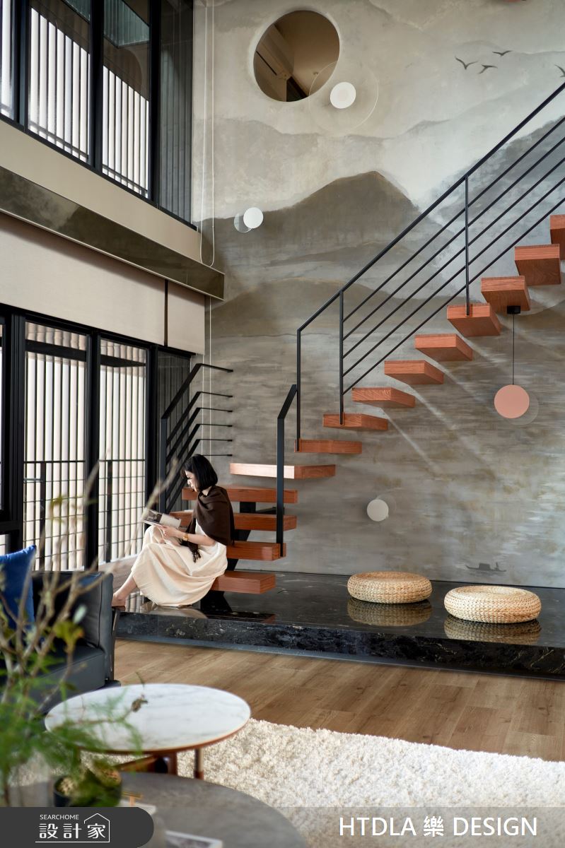 80坪新成屋(5年以下)＿混搭風客廳樓梯案例圖片＿樂之設計＿樂之設計_飄洋過海遇見你_台北之14