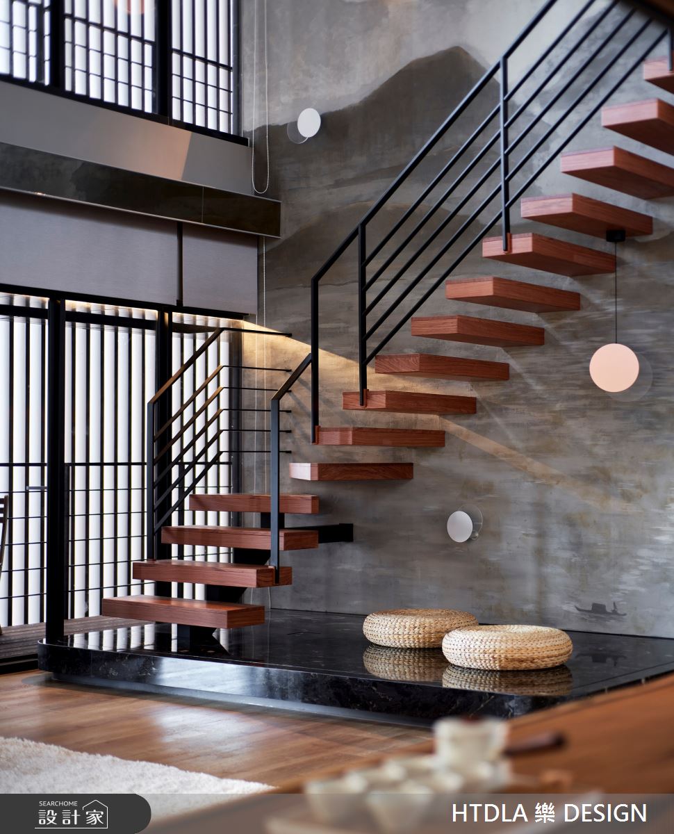 80坪新成屋(5年以下)＿混搭風客廳樓梯案例圖片＿樂之設計＿樂之設計_飄洋過海遇見你_台北之15