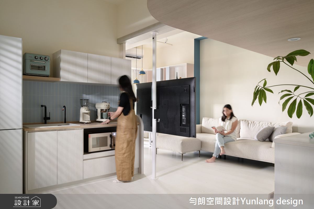 新成屋(5年以下)＿混搭風客廳廚房案例圖片＿勻朗空間室內裝修有限公司＿勻朗_悠藍_高雄19.6坪新成屋之7