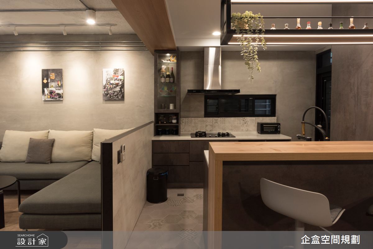 30坪老屋(41~50年)＿工業風客廳廚房吧檯中島案例圖片＿企盒空間規劃工作室＿企盒_10.台北-30坪老屋之16