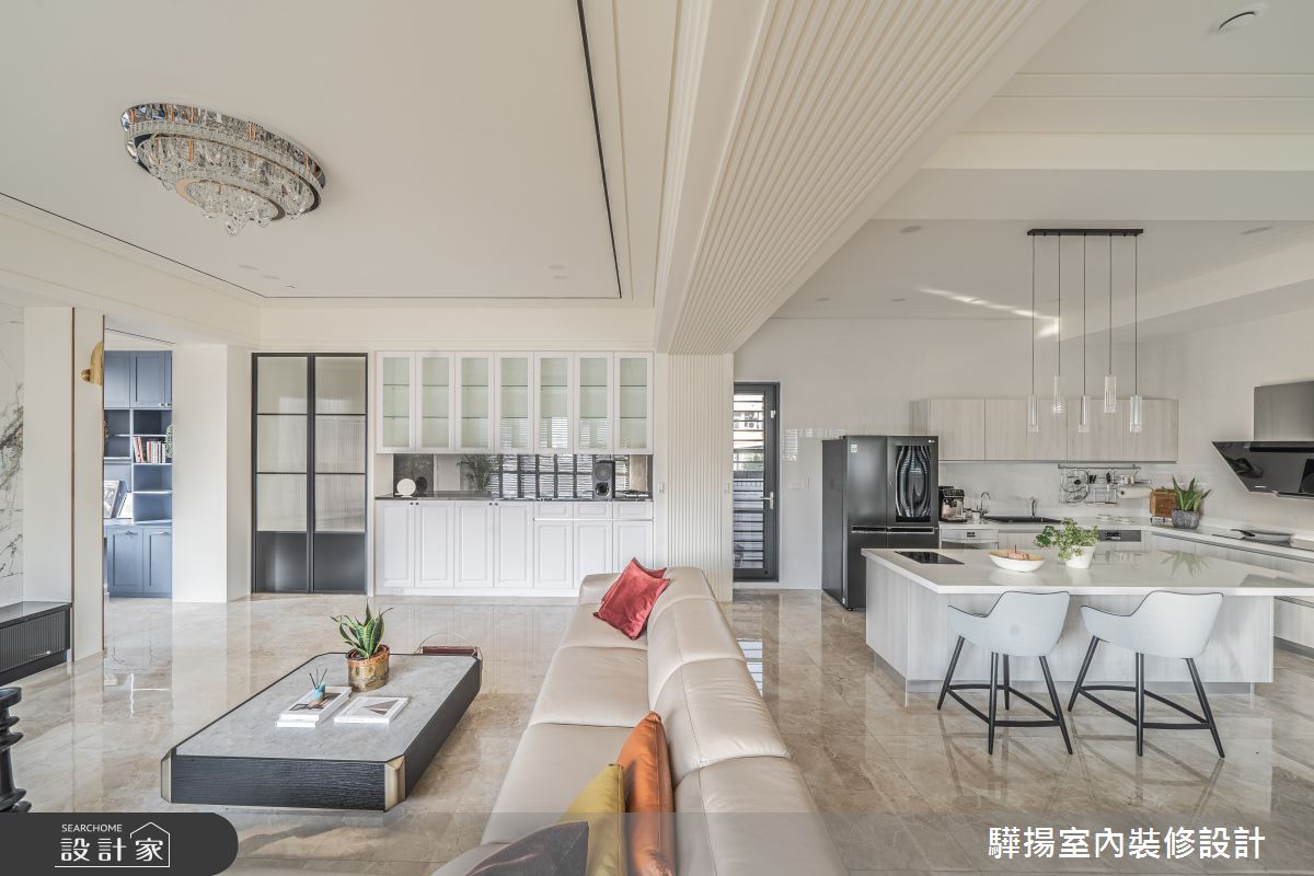 101坪新成屋(5年以下)＿現代風客廳廚房吧檯中島案例圖片＿驊揚室內裝修設計有限公司＿驊揚_45青年路透天之13