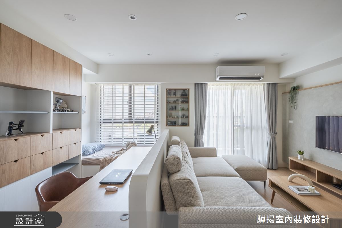 17坪新成屋(5年以下)＿現代風客廳書房工作區臥榻案例圖片＿驊揚室內裝修設計有限公司＿驊揚_65心灣LRT之9