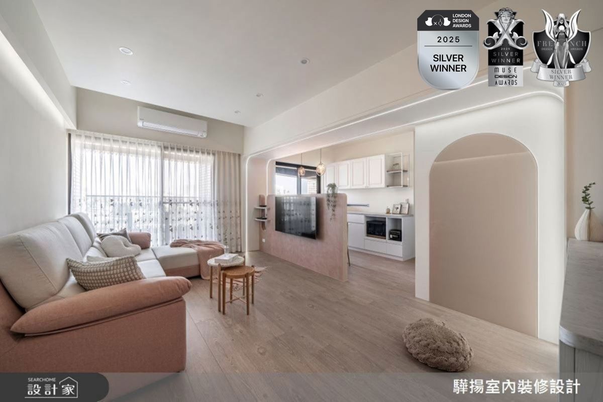 新成屋(5年以下)＿現代粉色風客廳廚房案例圖片＿驊揚室內裝修設計有限公司＿驊揚_131之6