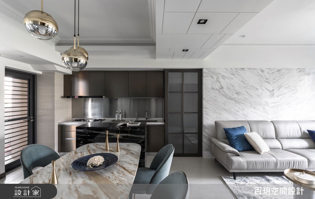 48坪新成屋(5年以下)＿現代風客廳餐廳廚房中島案例圖片＿百玥空間設計＿百玥_青花瓷之11