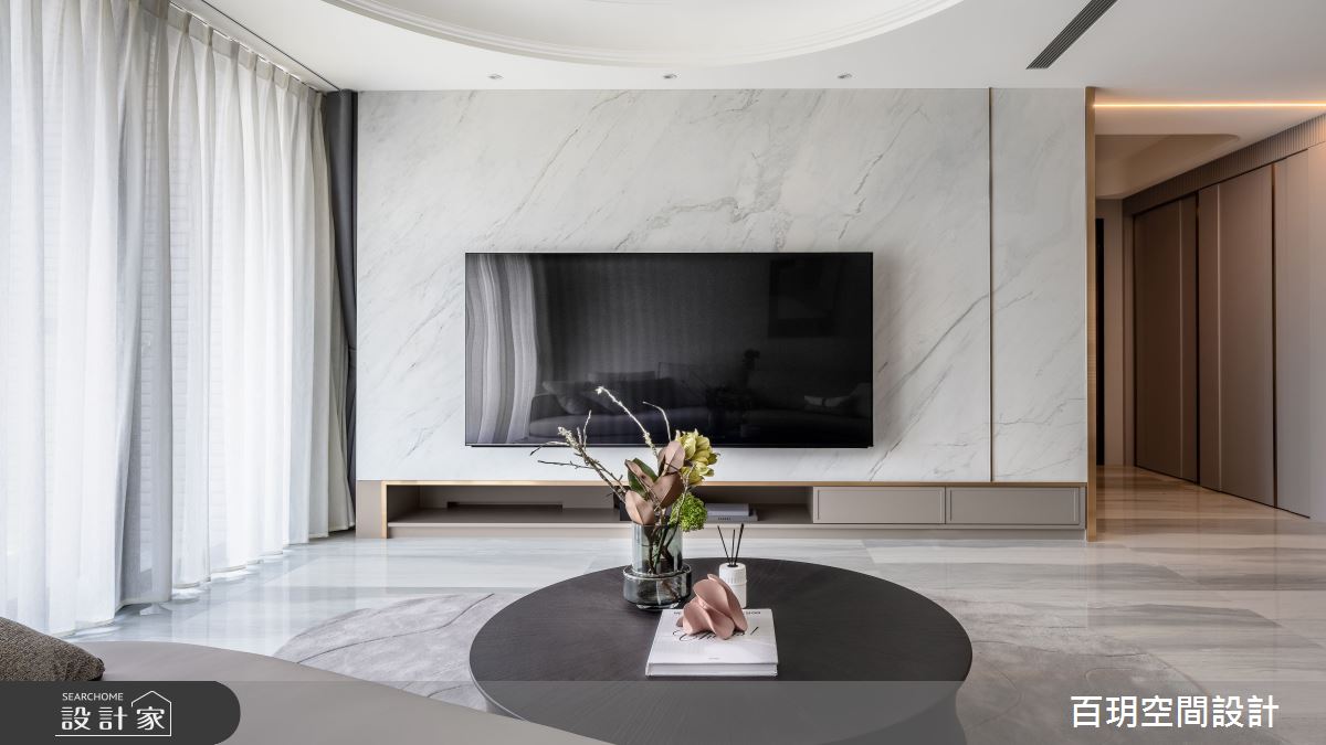 78坪新成屋(5年以下)＿現代風玄關客廳案例圖片＿百玥空間設計＿百玥_白與黑的月亮之3