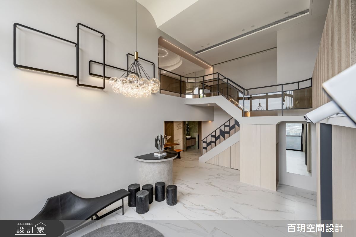 96坪老屋(31~40年)＿現代風客廳樓梯案例圖片＿百玥空間設計＿百玥_伽利略的冥想空間之3