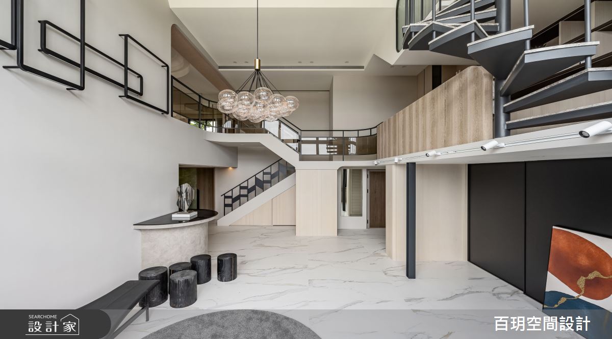 96坪老屋(31~40年)＿現代風客廳樓梯案例圖片＿百玥空間設計＿百玥_伽利略的冥想空間之4