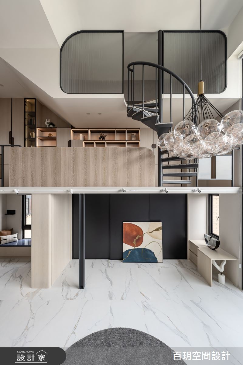 96坪老屋(31~40年)＿現代風客廳樓梯案例圖片＿百玥空間設計＿百玥_伽利略的冥想空間之6