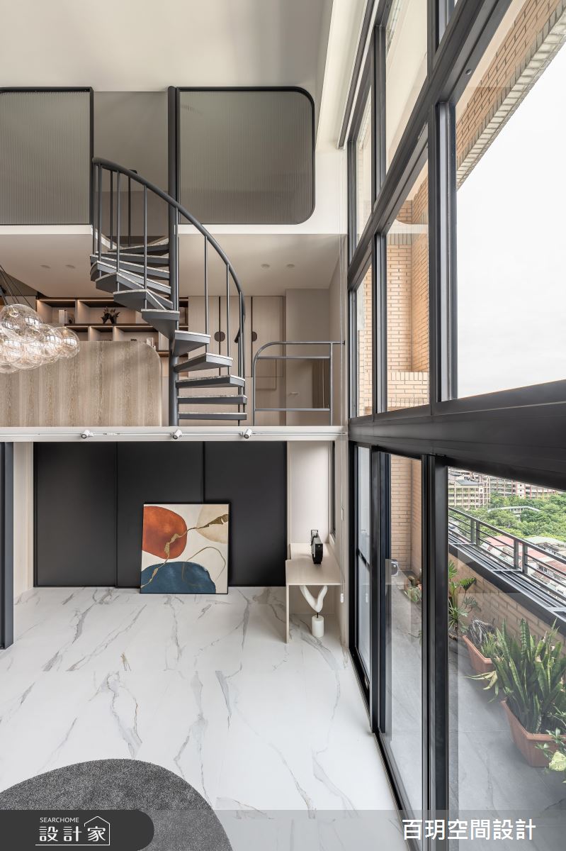 96坪老屋(31~40年)＿現代風客廳樓梯案例圖片＿百玥空間設計＿百玥_伽利略的冥想空間之7