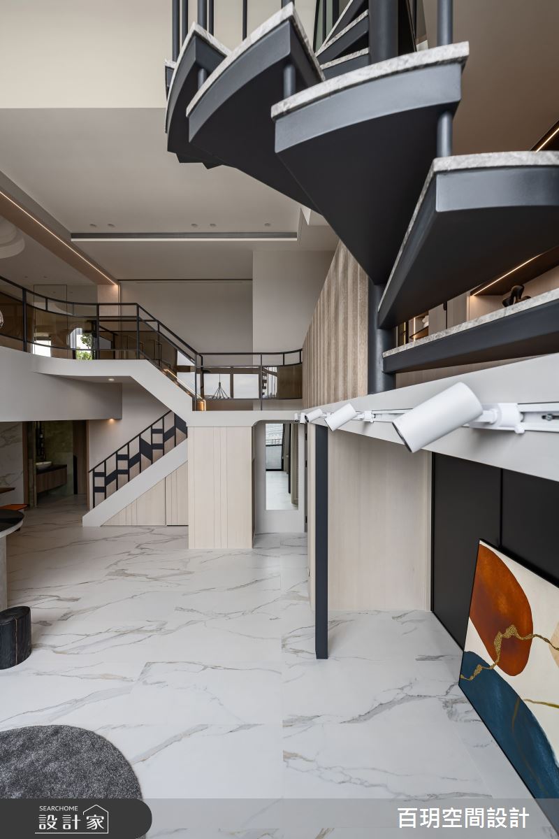 96坪老屋(31~40年)＿現代風客廳樓梯案例圖片＿百玥空間設計＿百玥_伽利略的冥想空間之8
