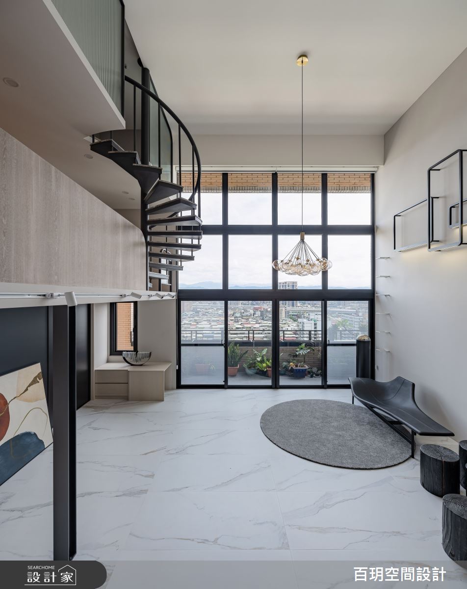 96坪老屋(31~40年)＿現代風客廳樓梯案例圖片＿百玥空間設計＿百玥_伽利略的冥想空間之9
