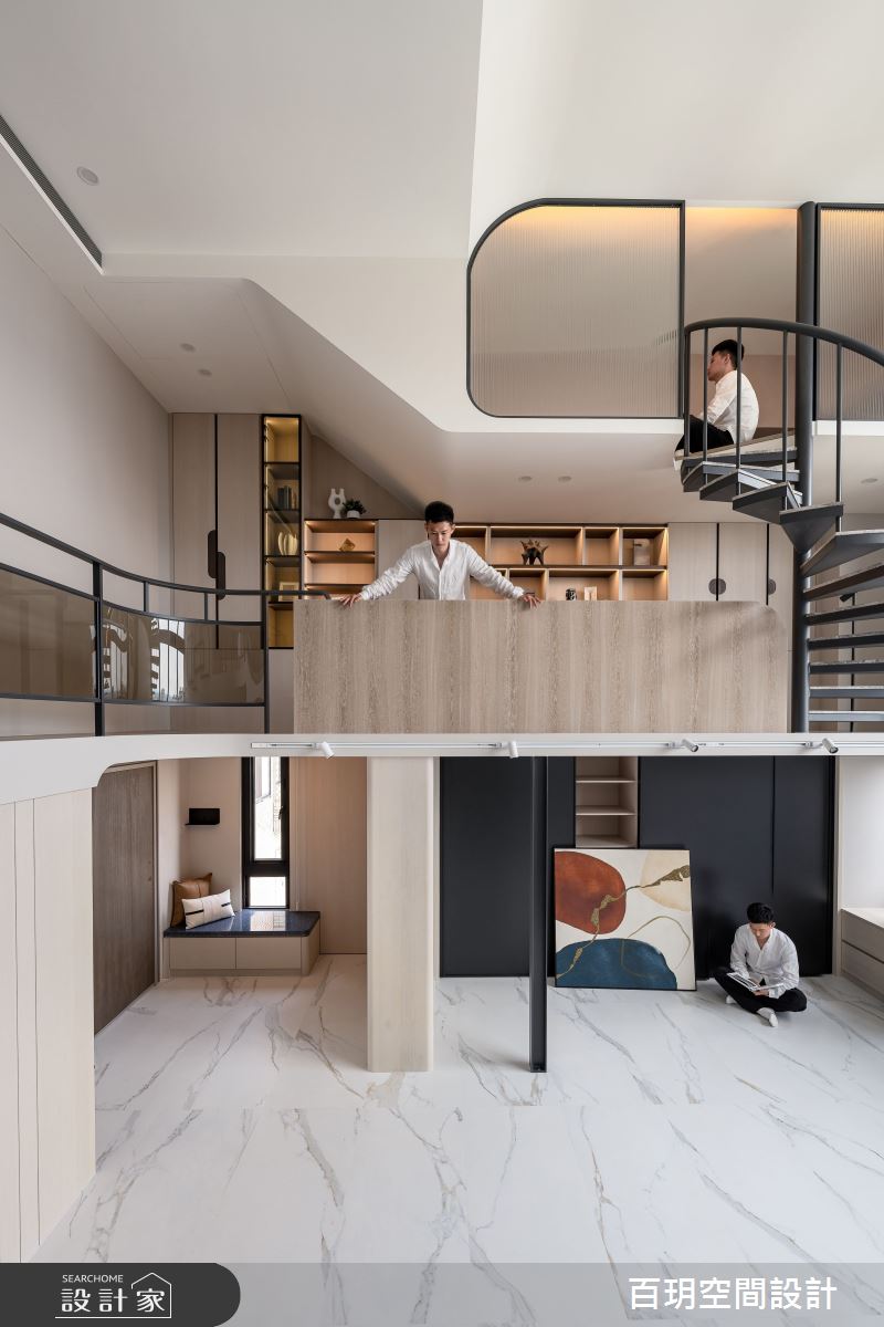 96坪老屋(31~40年)＿現代風客廳樓梯案例圖片＿百玥空間設計＿百玥_伽利略的冥想空間之10