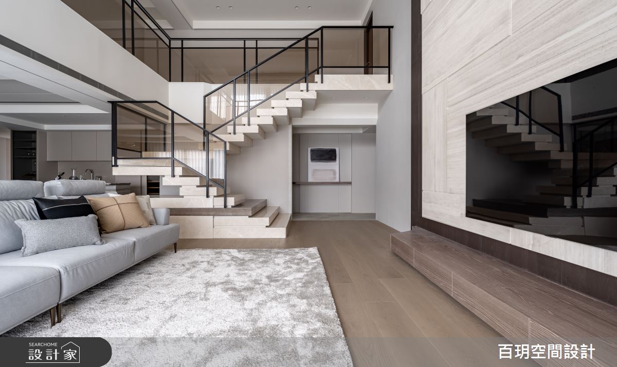 85坪老屋(31~40年)＿現代風客廳樓梯案例圖片＿百玥空間設計＿百玥_粹之11