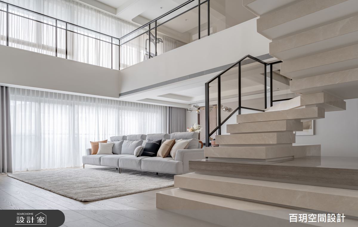85坪老屋(31~40年)＿現代風客廳樓梯案例圖片＿百玥空間設計＿百玥_粹之20