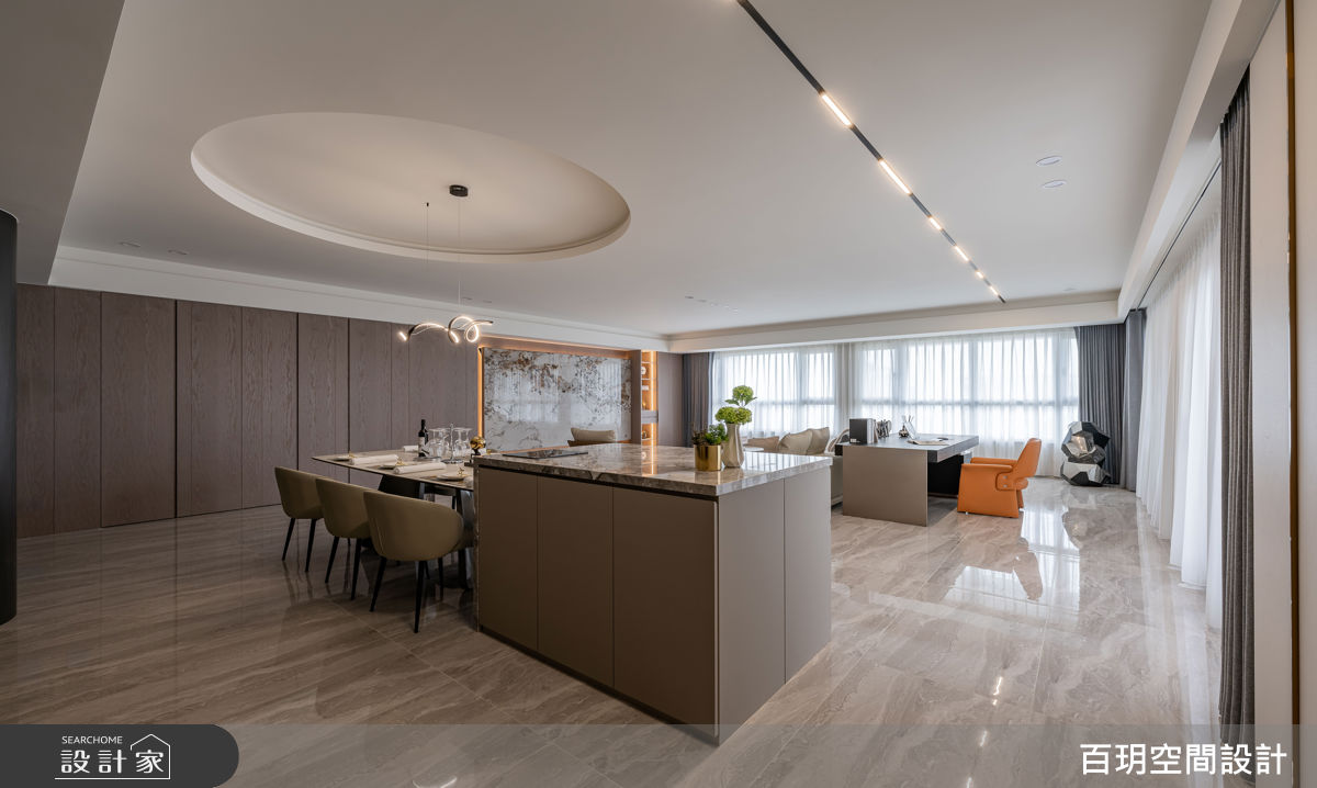 117坪毛胚屋＿奢華風客廳餐廳中島案例圖片＿百玥空間設計＿百玥_淡水天藝之4