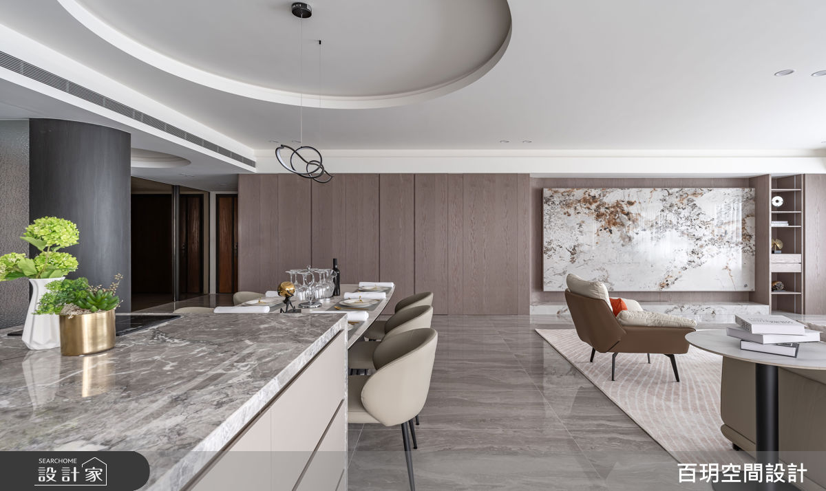 117坪毛胚屋＿奢華風客廳餐廳中島案例圖片＿百玥空間設計＿百玥_淡水天藝之5