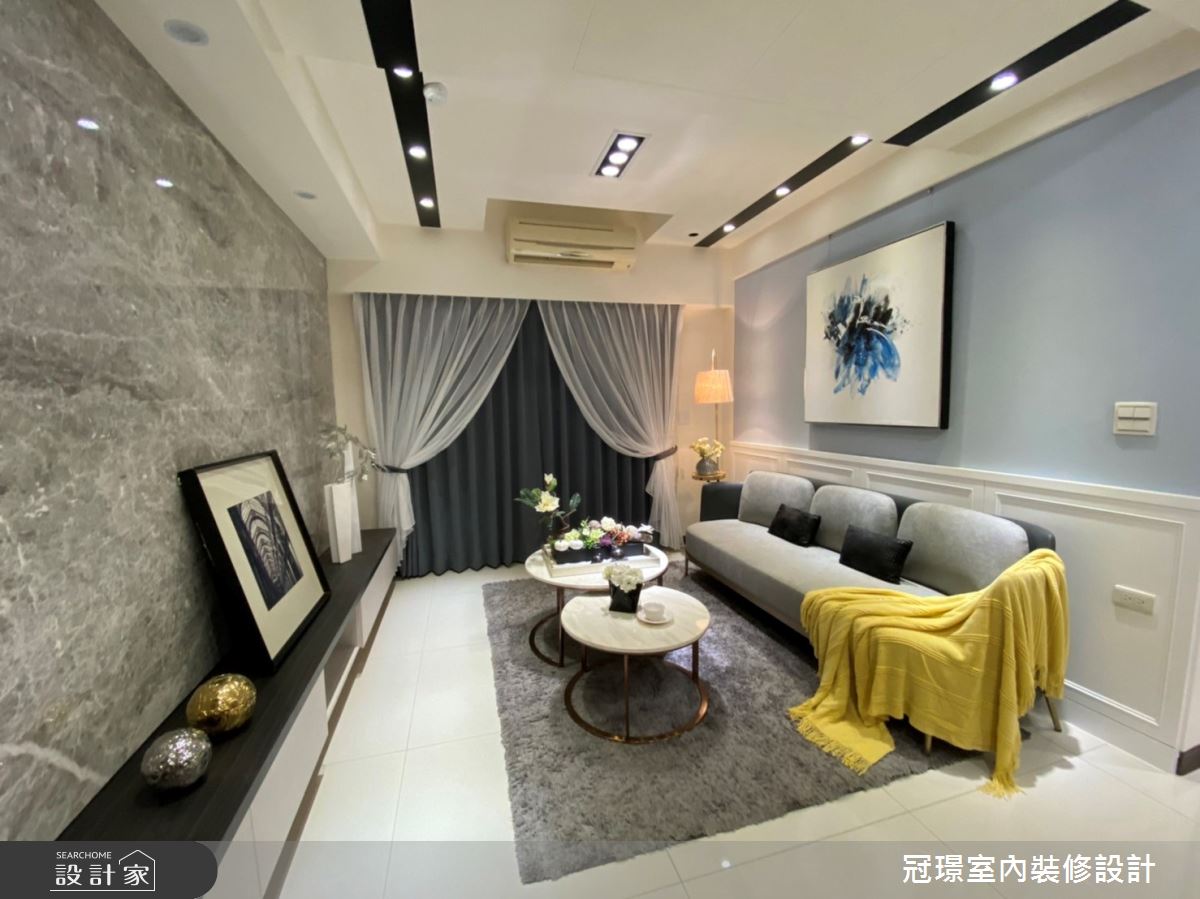 預售屋＿現代風客廳案例圖片＿冠璟室內裝修設計有限公司＿冠璟_幻藍水色之4