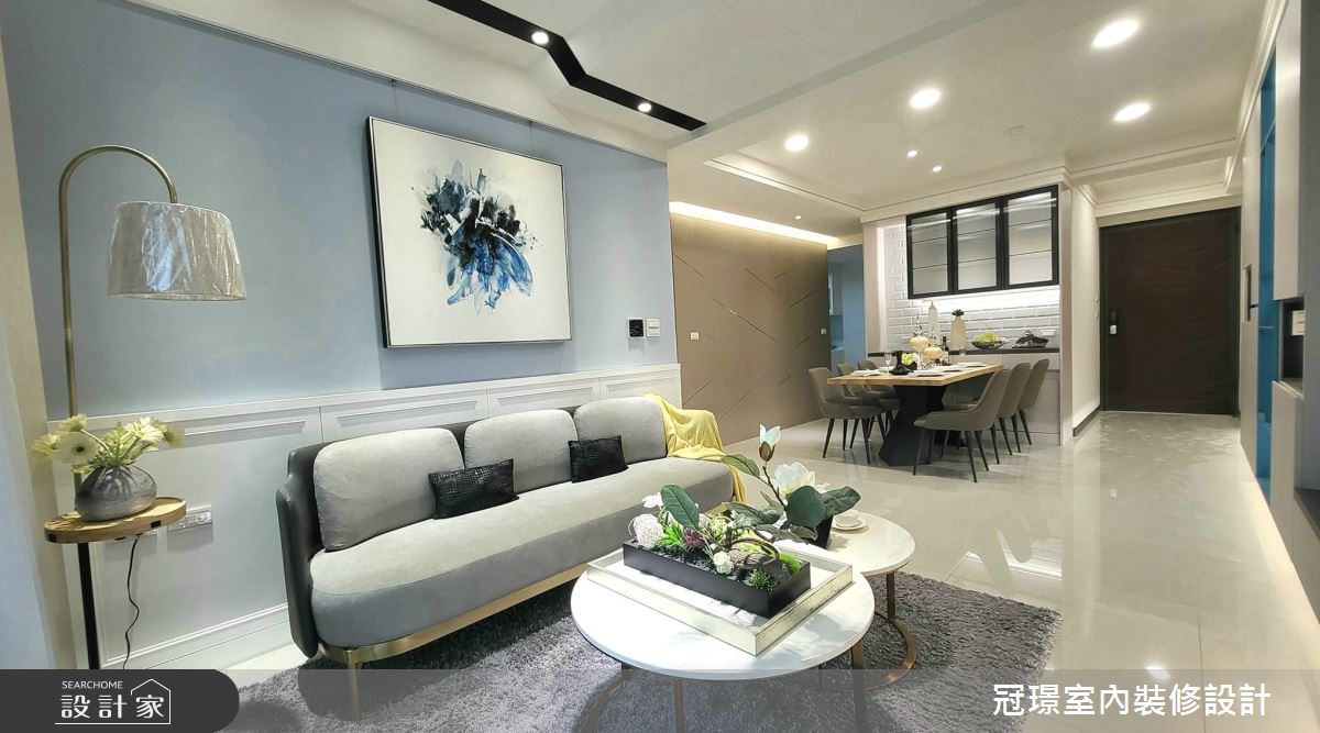 預售屋＿現代風客廳案例圖片＿冠璟室內裝修設計有限公司＿冠璟_幻藍水色之5