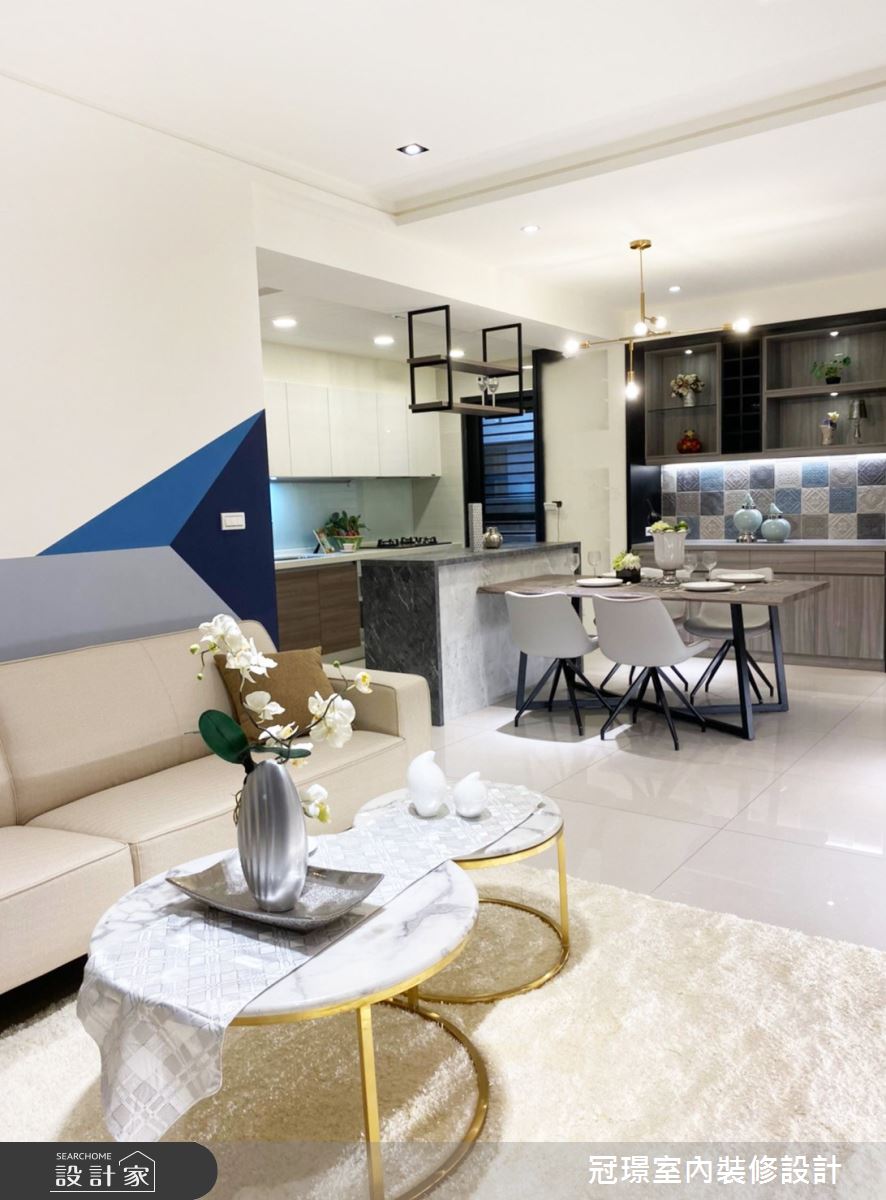 49坪新成屋(5年以下)＿現代風客廳餐廳廚房中島案例圖片＿冠璟室內裝修設計有限公司＿冠璟_有余之3