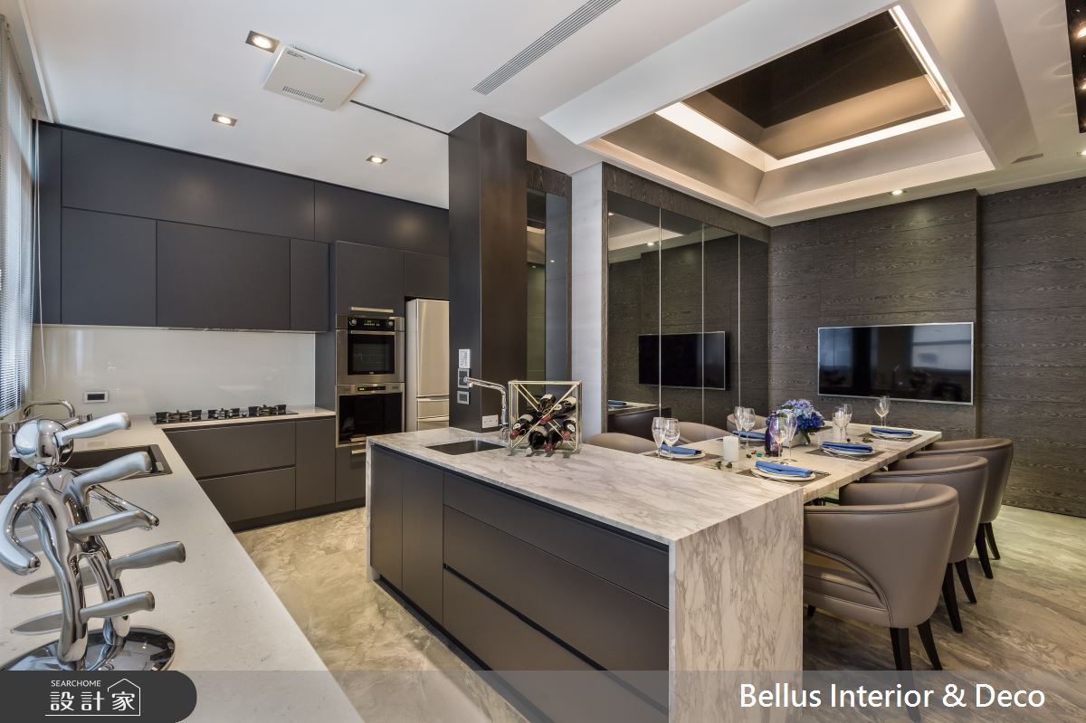 100坪老屋(31~40年)＿奢華風餐廳廚房中島案例圖片＿Bellus 設計＿Bellus_靛景繁城之11