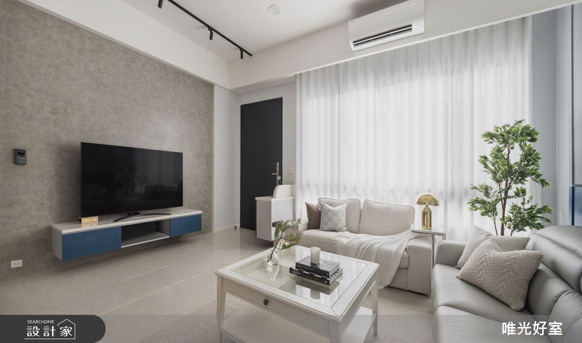 50坪新成屋(5年以下)＿典雅英倫風玄關客廳案例圖片＿唯光好室 VHouse＿唯光好室_藍調時光之1