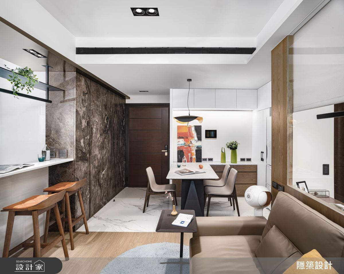 19坪毛胚屋＿現代風玄關客廳餐廳吧檯中島案例圖片＿隱築室內裝修設計有限公司＿隱築_串·光影之1