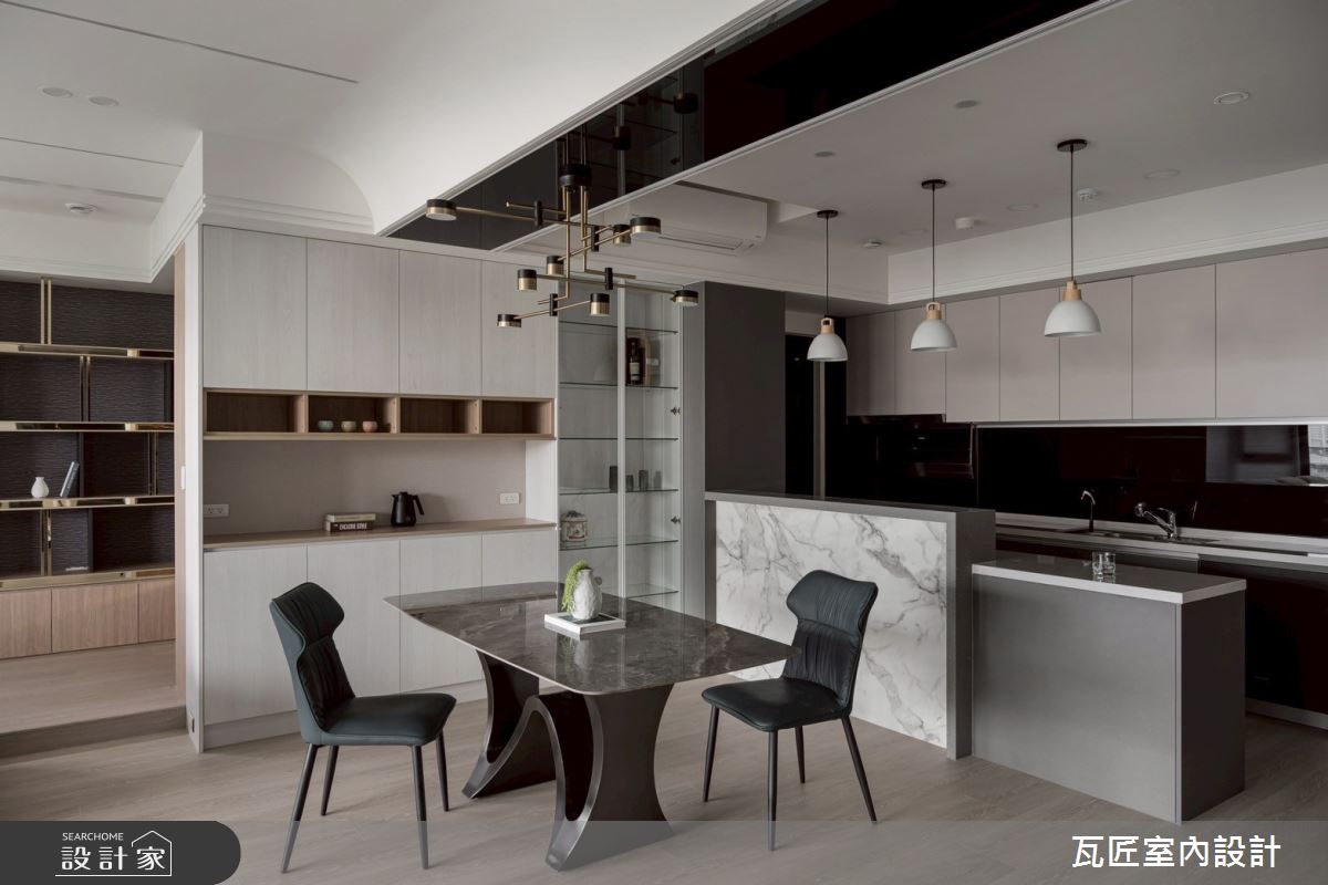 40坪毛胚屋＿輕奢風餐廳廚房吧檯中島案例圖片＿瓦匠室內裝修工程有限公司＿瓦匠_澄曦寓所【2025 羅馬設計獎 Rome Design Awards 銀獎】之17