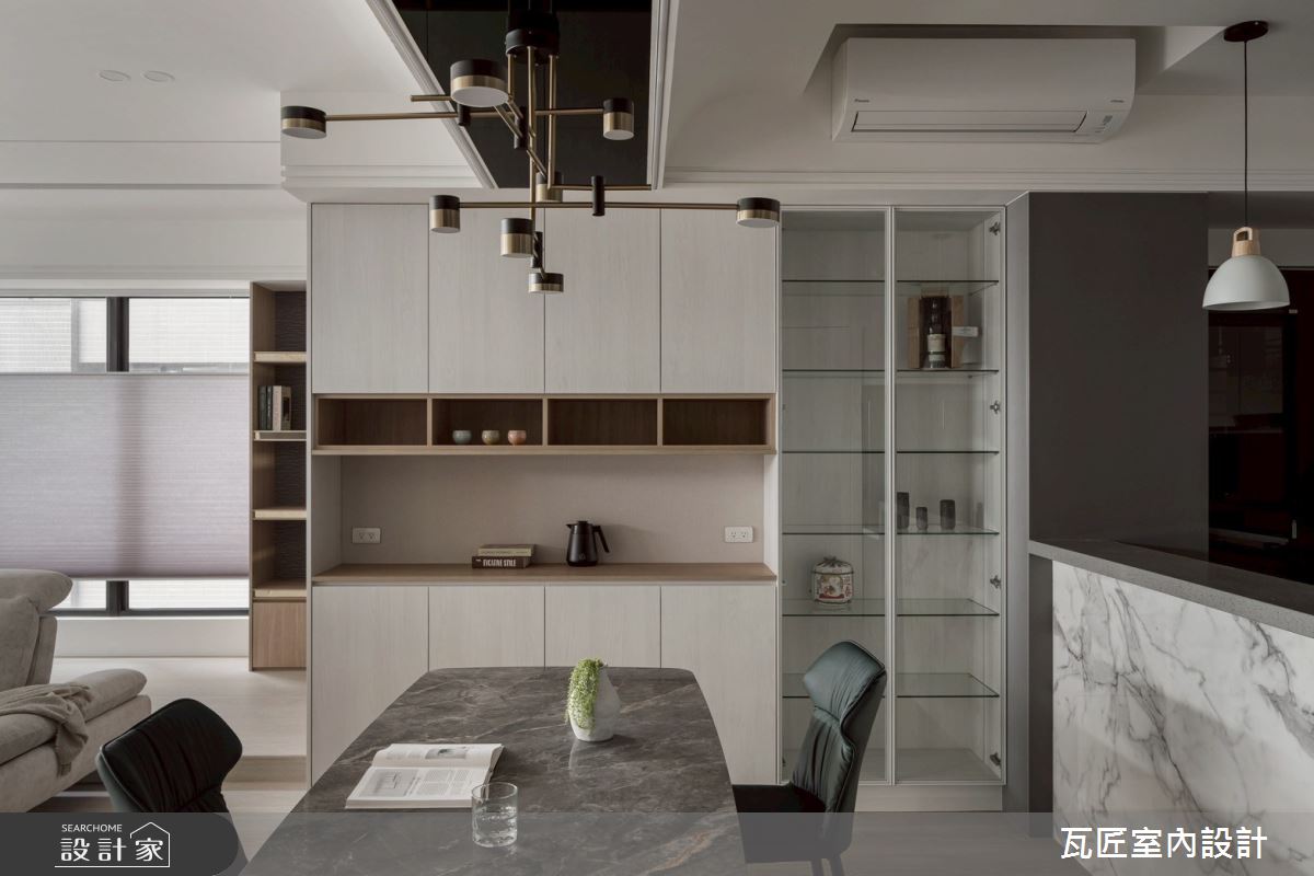 40坪毛胚屋＿輕奢風餐廳吧檯中島案例圖片＿瓦匠室內裝修工程有限公司＿瓦匠_澄曦寓所【2025 羅馬設計獎 Rome Design Awards 銀獎】之19