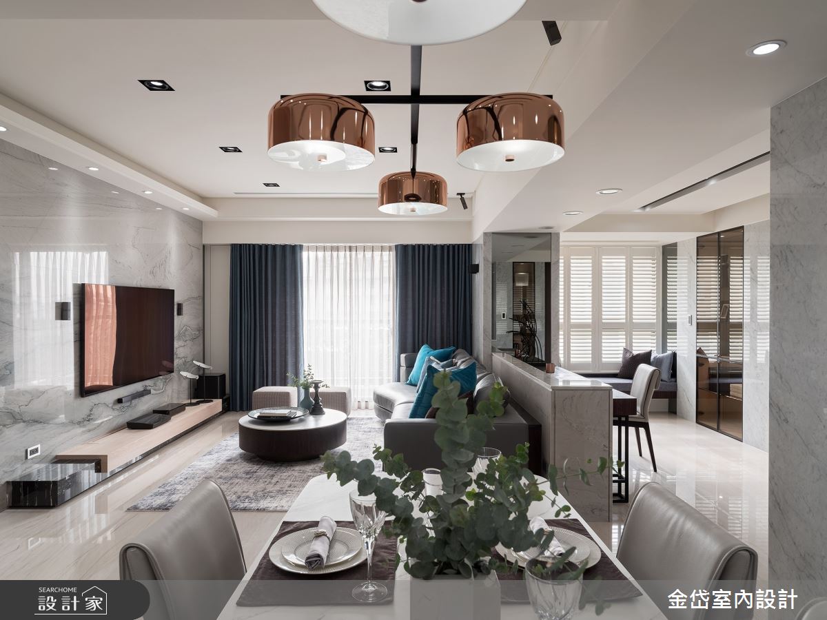 58坪中古屋(5~15年)＿現代風客廳餐廳書房案例圖片＿金岱室內裝修有限公司＿金岱_元利世紀匯 黃公館_現代風之5
