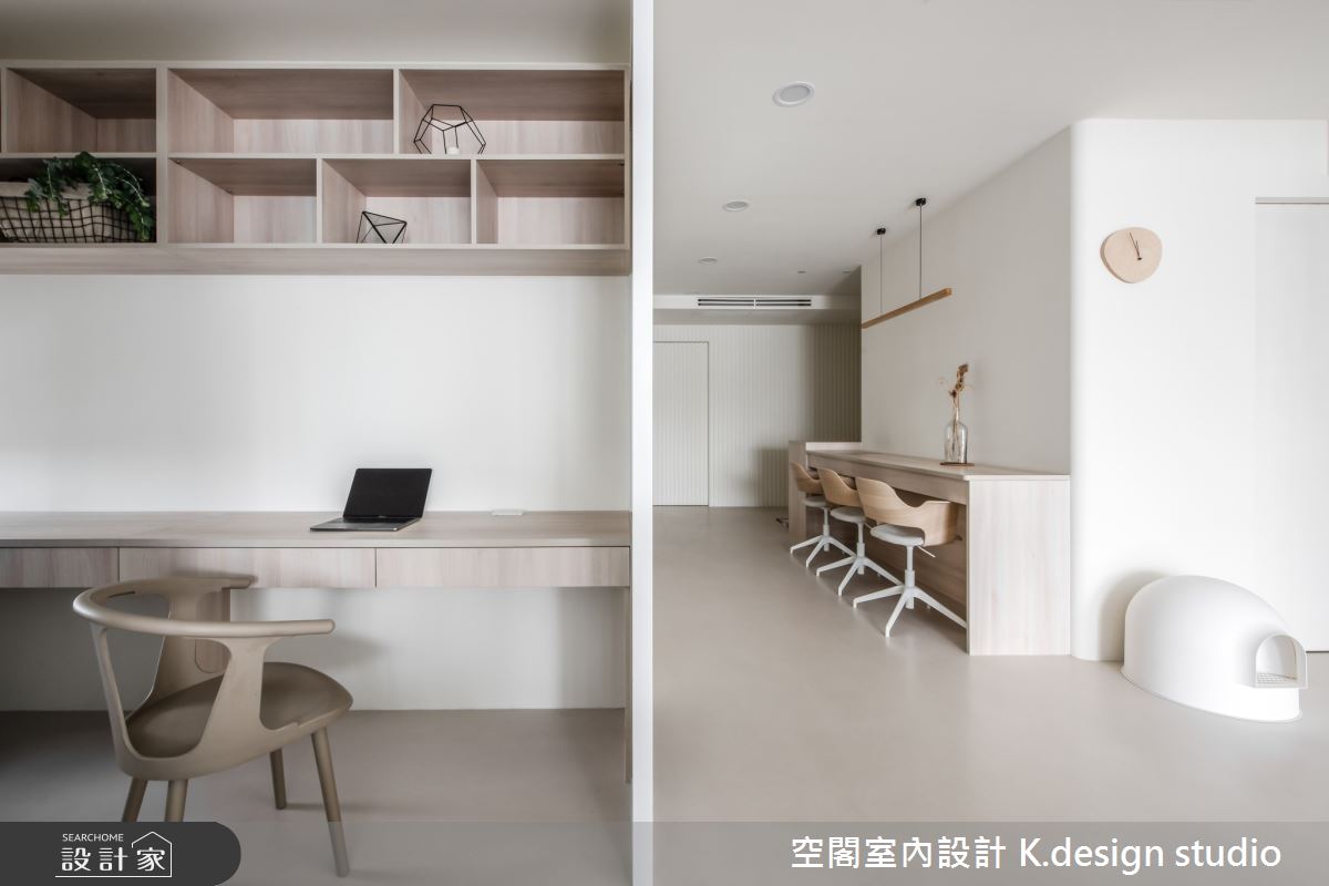 80坪新成屋(5年以下)＿混搭風書房案例圖片＿空閣室內設計 K.design studio＿空閣_02露落光影 白淨之10