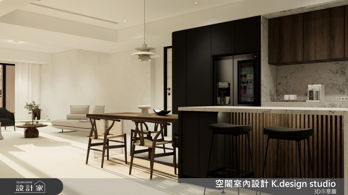 60坪新成屋(5年以下)＿極簡風客廳餐廳吧檯案例圖片＿空閣室內設計 K.design studio＿空閣_17Y Home新成屋之4