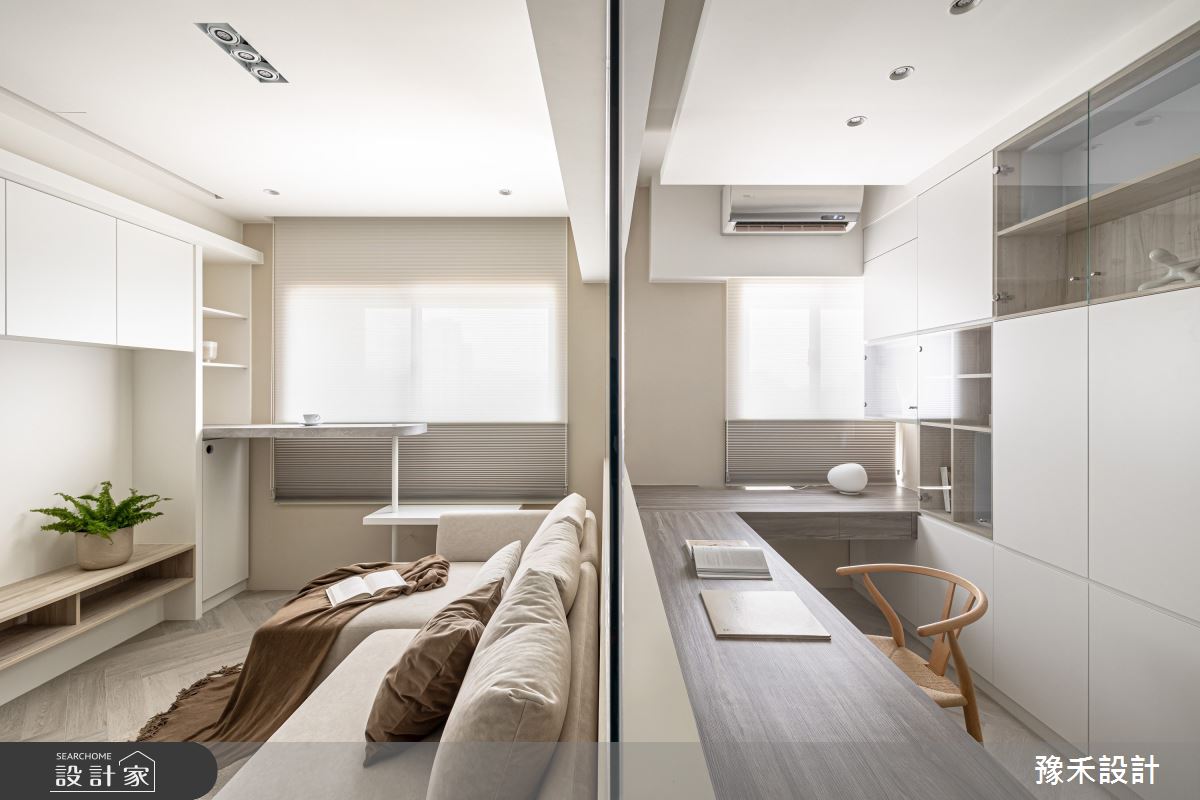 18坪新成屋(5年以下)＿侘寂風客廳書房工作區案例圖片＿豫禾設計＿豫禾_微暮。揉稔侘寂之15