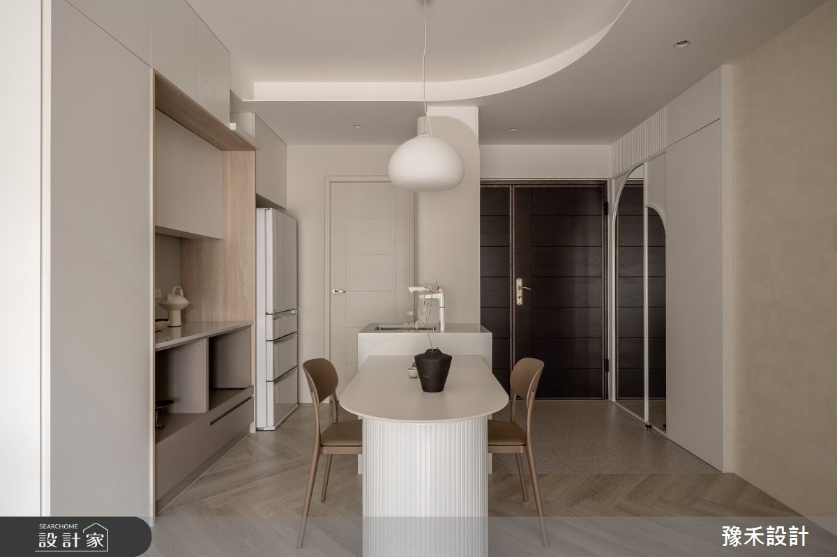 28坪新成屋(5年以下)＿侘寂風玄關餐廳中島案例圖片＿豫禾設計＿豫禾_旭曲之1