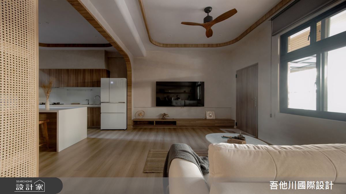 24坪新成屋(5年以下)＿侘寂風玄關客廳餐廳廚房中島案例圖片＿吾他川室內設計＿吾他川_侘-日宅_苗栗之3