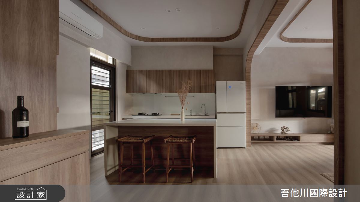 24坪新成屋(5年以下)＿侘寂風客廳餐廳廚房中島案例圖片＿吾他川室內設計＿吾他川_侘-日宅_苗栗之16