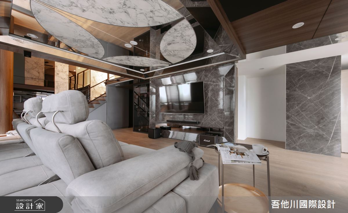 42坪老屋(16~30年)＿現代風客廳樓梯案例圖片＿吾他川室內設計＿吾他川_星芒耀影_新竹東區之5