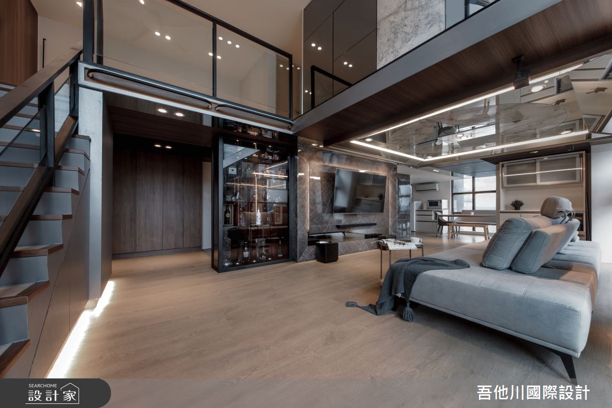 42坪老屋(16~30年)＿現代風客廳樓梯案例圖片＿吾他川室內設計＿吾他川_星芒耀影_新竹東區之2