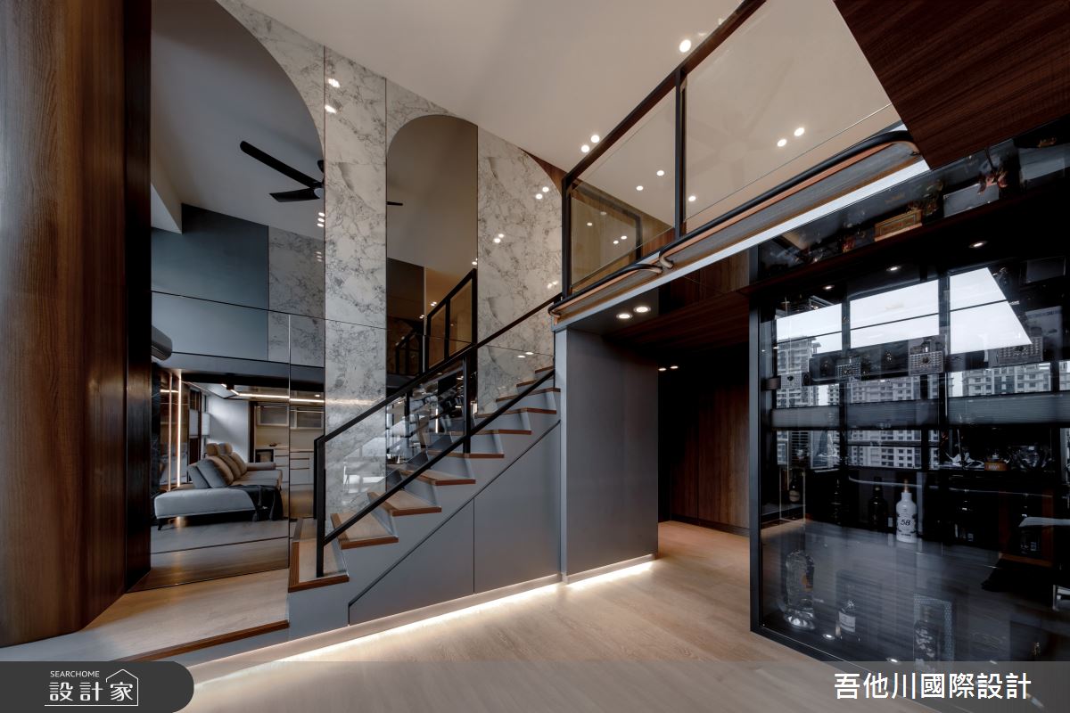 42坪老屋(16~30年)＿現代風客廳樓梯案例圖片＿吾他川室內設計＿吾他川_星芒耀影_新竹東區之13