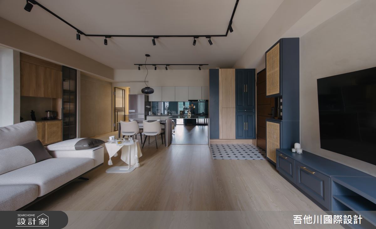 新成屋(5年以下)＿混搭風玄關客廳餐廳廚房中島案例圖片＿吾他川室內設計＿吾他川_微醺巴黎_新竹東區之4