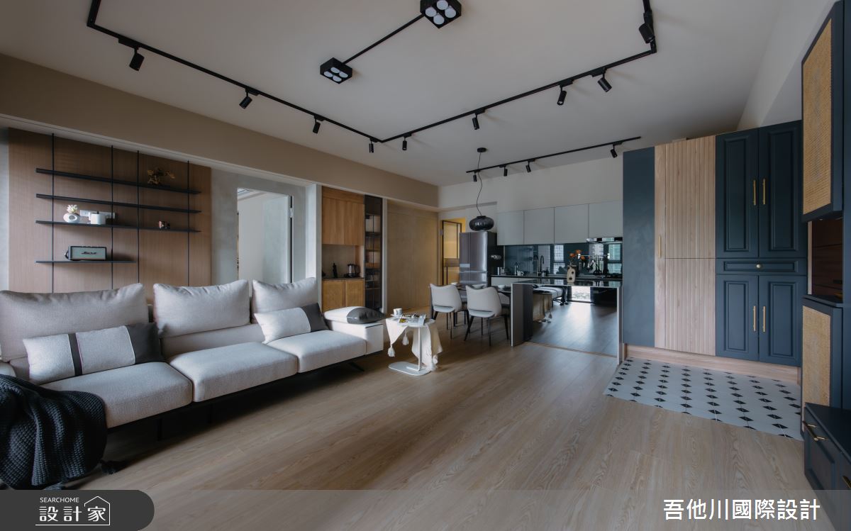 新成屋(5年以下)＿混搭風玄關客廳餐廳廚房中島案例圖片＿吾他川室內設計＿吾他川_微醺巴黎_新竹東區之6