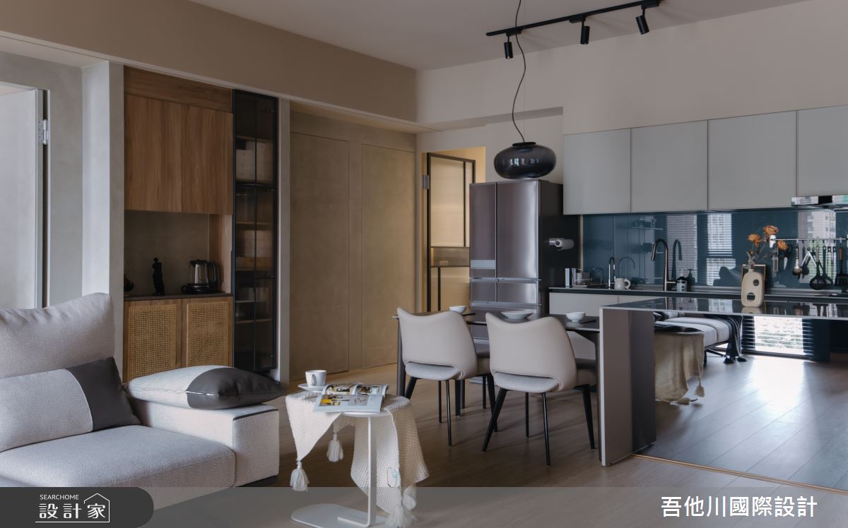 新成屋(5年以下)＿混搭風客廳餐廳廚房中島案例圖片＿吾他川室內設計＿吾他川_微醺巴黎_新竹東區之17