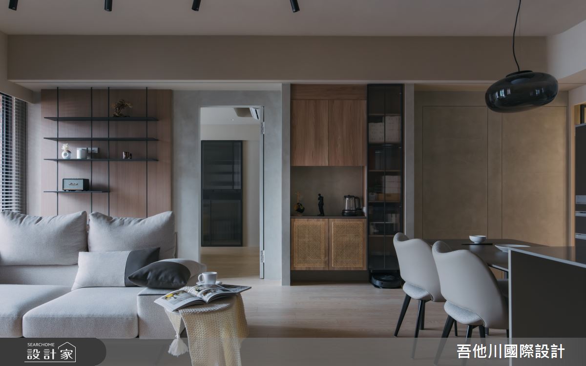 新成屋(5年以下)＿混搭風客廳餐廳中島案例圖片＿吾他川室內設計＿吾他川_微醺巴黎_新竹東區之18