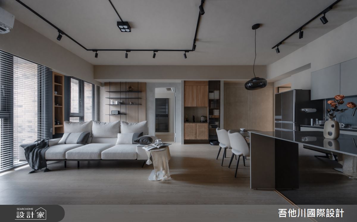 新成屋(5年以下)＿混搭風客廳餐廳廚房中島案例圖片＿吾他川室內設計＿吾他川_微醺巴黎_新竹東區之16