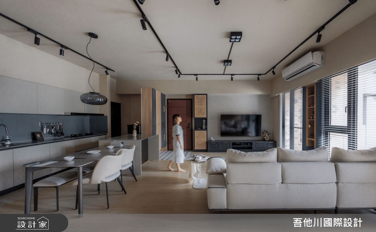 新成屋(5年以下)＿混搭風玄關客廳餐廳廚房中島案例圖片＿吾他川室內設計＿吾他川_微醺巴黎_新竹東區之22